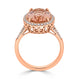 5.50ct Morganite ring with 0.31tct diamonds set in 14K rose gold