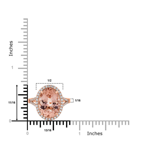 5.50ct Morganite ring with 0.31tct diamonds set in 14K rose gold