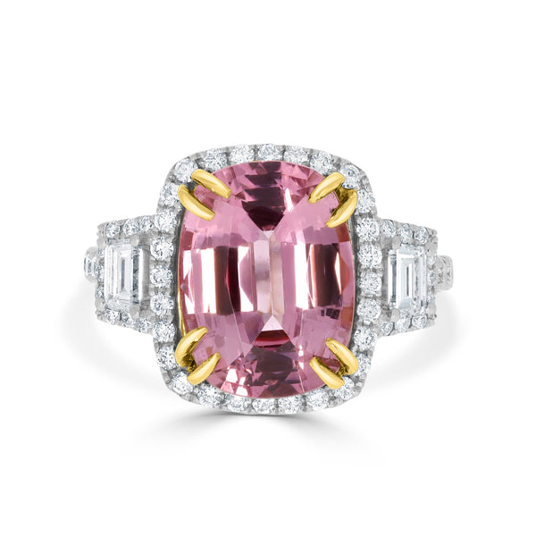 5.28ct Pink Spinel Ring With 1.15ct Diamonds Set In 18K Two Tone