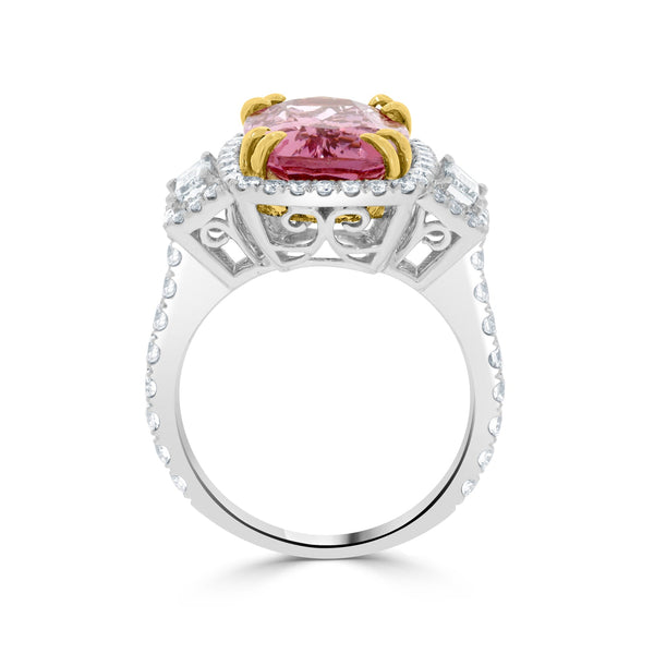 5.28ct Pink Spinel Ring With 1.15ct Diamonds Set In 18K Two Tone