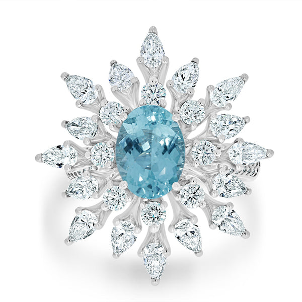 2.01ct Paraiba Tourmaline Rings with 2.42tct diamonds set in 18kt white gold