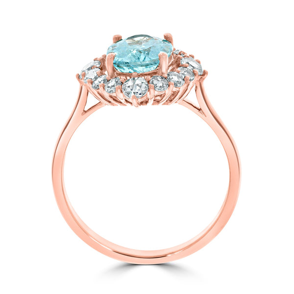 1.92ct Paraiba Rings with 0.49tct diamonds set in 18KT tose gold