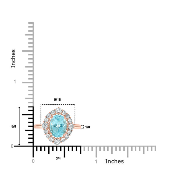 1.92ct Paraiba Rings with 0.49tct diamonds set in 18KT tose gold