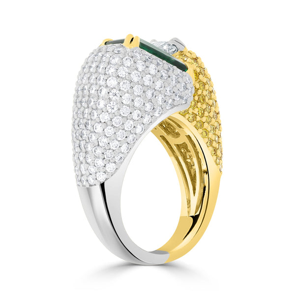 2.75ct Emerald Ring with 3.32tct Diamonds set in 18K Two Tone Gold