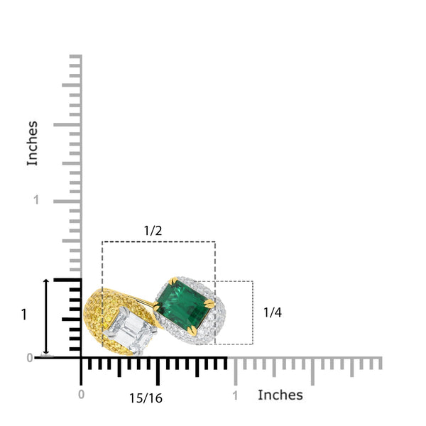 2.75ct Emerald Ring with 3.32tct Diamonds set in 18K Two Tone Gold