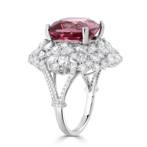 11.36ct Pyrope Spessartite Garnet Ring with 2.67tct Diamonds set in 18K White Gold