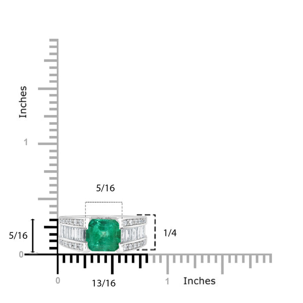 2.23ct Emerald Ring with 1.22tct Diamonds set in 900 Platinum