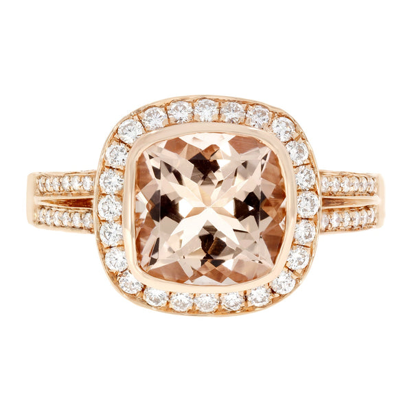 2.56ct Morganite Ring With 0.96tct Diamonds Set In 14kt Rose Gold