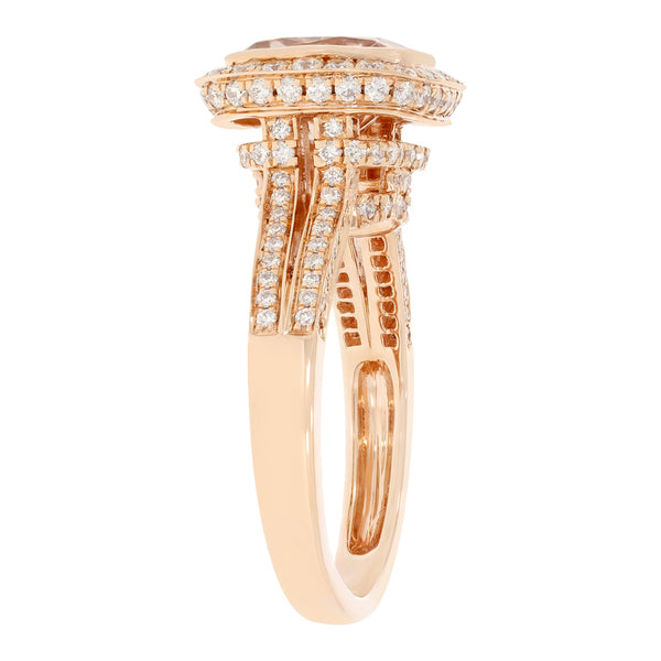 2.56ct Morganite Ring With 0.96tct Diamonds Set In 14kt Rose Gold