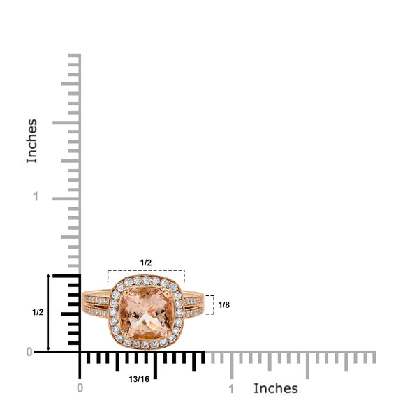 2.46ct Morganite ring with 1.03tct diamonds set in 14K rose gold