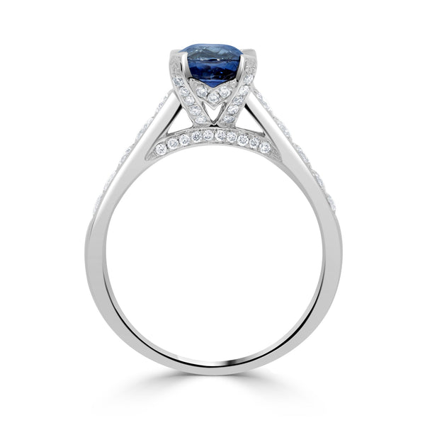 1.17ct Sapphire Ring with 0.67tct Diamonds set in 14K White Gold