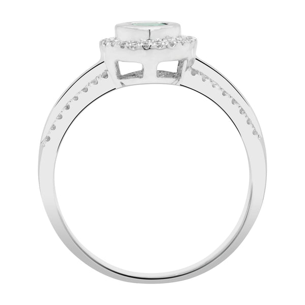 0.24ct Emerald Ring With 0.22tct Diamonds Set In 14kt White Gold