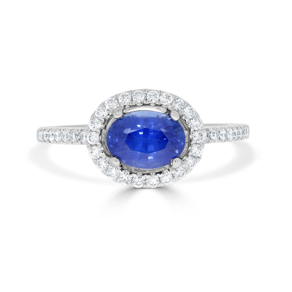 1.54Ct Sapphire Ring With 0.31Tct Diamonds Set In 14K White Gold