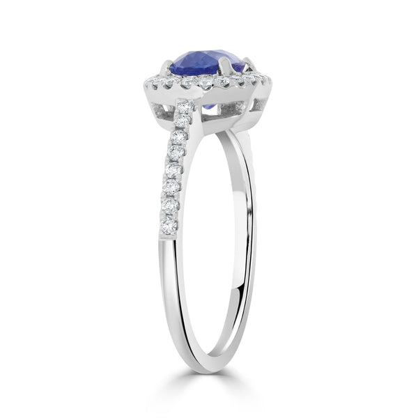 1.54Ct Sapphire Ring With 0.31Tct Diamonds Set In 14K White Gold