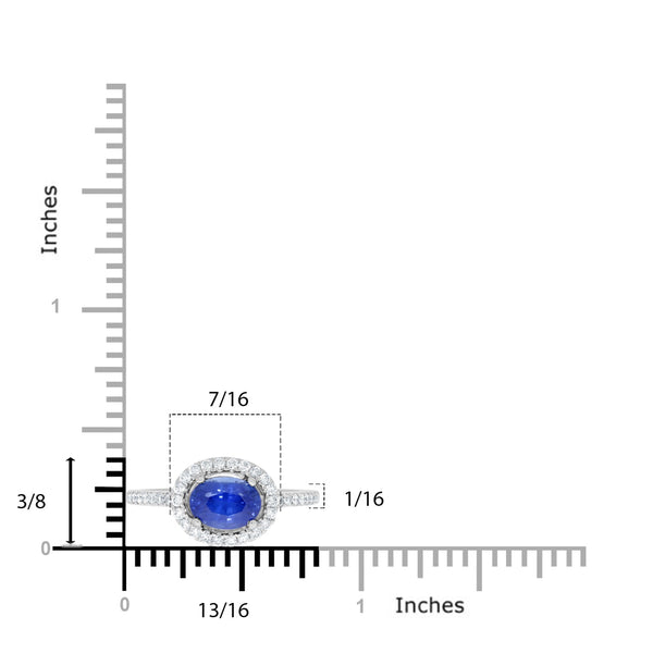 1.54Ct Sapphire Ring With 0.31Tct Diamonds Set In 14K White Gold