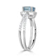 1.86 Blue Zircon Rings with 0.27tct Diamond set in 14K White Gold