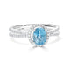 1.86 Blue Zircon Rings with 0.27tct Diamond set in 14K White Gold