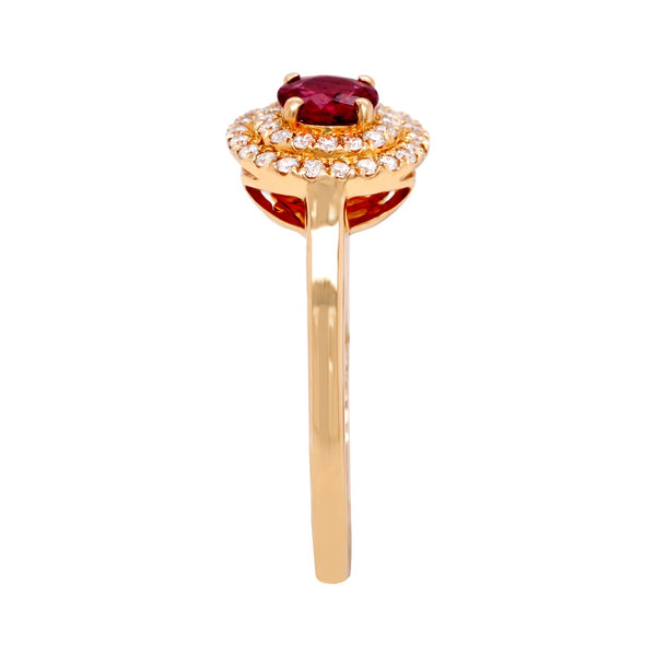 0.55Ct Ruby Ring With 0.20Tct Diamonds In 14K Yellow Gold