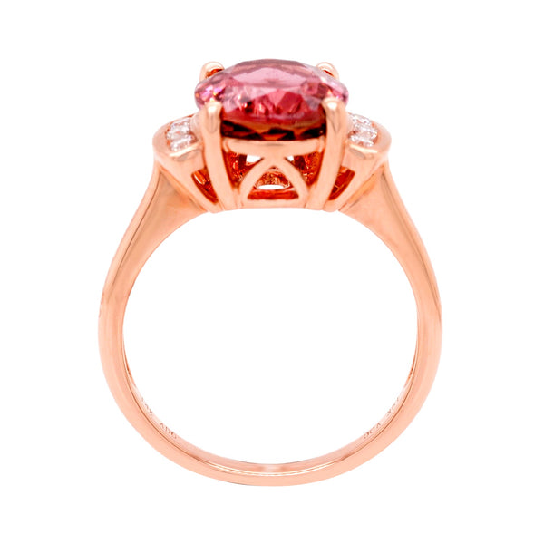 3.29Ct Tourmaline With 0.11Tct Diamonds In 14K Rose Gold Ring