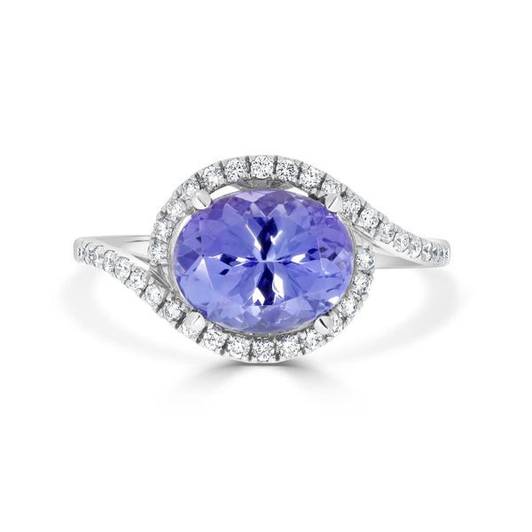 2.56Ct Tanzanite Ring With 0.26Tct Diamonds Set In 14K White Gold