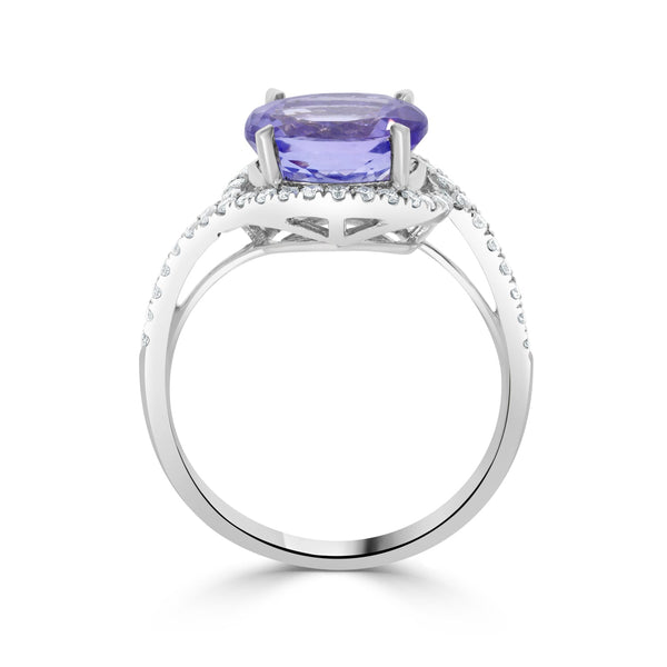 2.56Ct Tanzanite Ring With 0.26Tct Diamonds Set In 14K White Gold