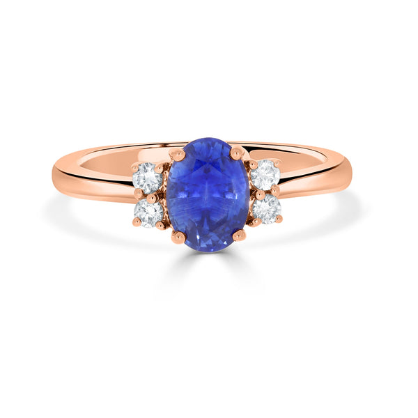 1.33Ct Sapphire Ring With 0.14Tct Diamonds Set In 14K Rose Gold