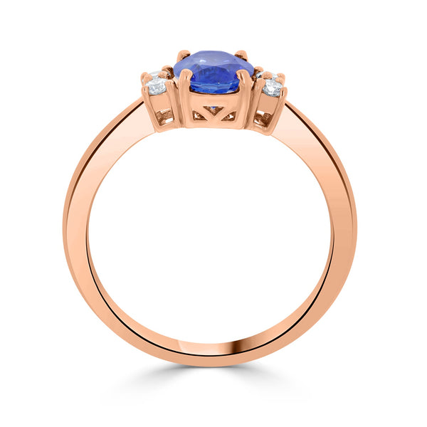 1.33Ct Sapphire Ring With 0.14Tct Diamonds Set In 14K Rose Gold