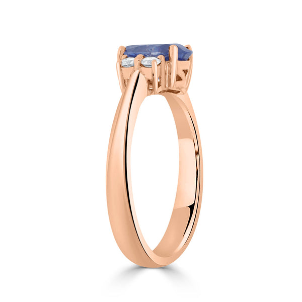 1.33Ct Sapphire Ring With 0.14Tct Diamonds Set In 14K Rose Gold