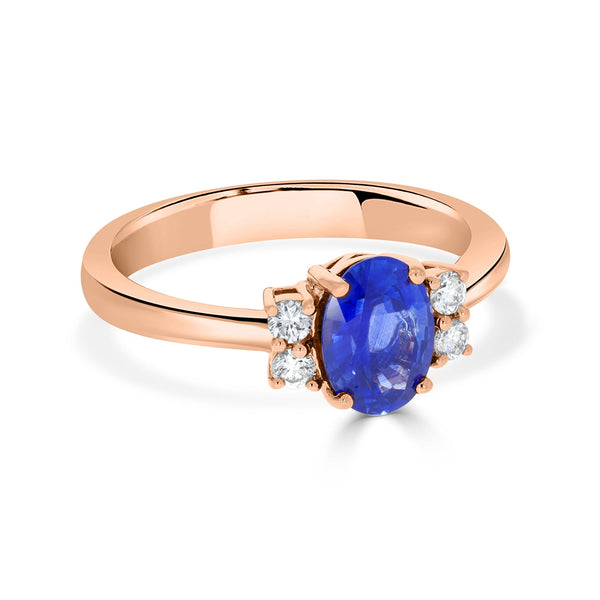 1.33Ct Sapphire Ring With 0.14Tct Diamonds Set In 14K Rose Gold