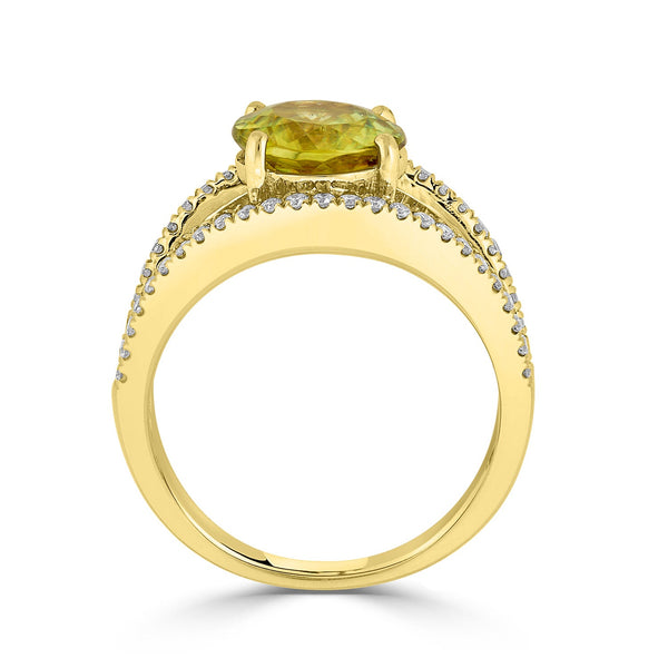 2.72ct Sphene ring with 0.35tct diamonds set in 14K yellow gold