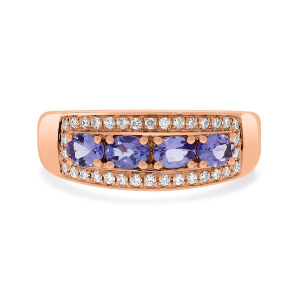 0.67tct Tanzanite Rings with 0.18tct diamonds set in 14kt rose gold