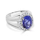 8.26Ct Tanzanite Ring With 0.85Tct Diamonds Set In 14K White Gold