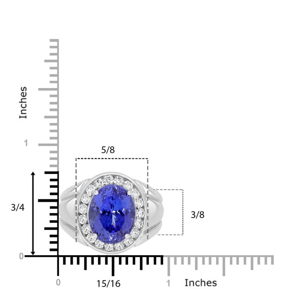 8.26Ct Tanzanite Ring With 0.85Tct Diamonds Set In 14K White Gold