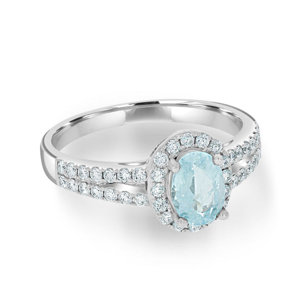 0.75ct Paraiba Rings with 0.38tct diamonds set in 18K white gold