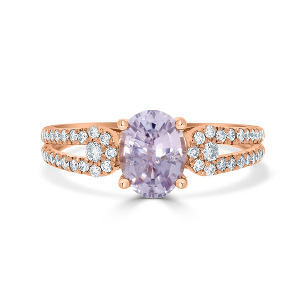 1.51ct Sapphire Rings with 0.32tct diamonds set in 14KT rose gold