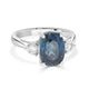 6.6ct Blue Zircon Rings with 0.39tct Diamond set in 14K White Gold