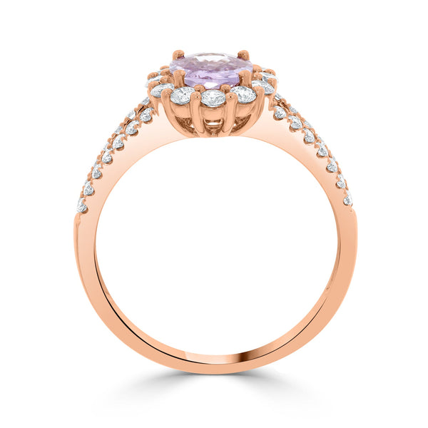 0.99ct Sapphire Rings with 0.56tct diamonds set in 14KT rose gold