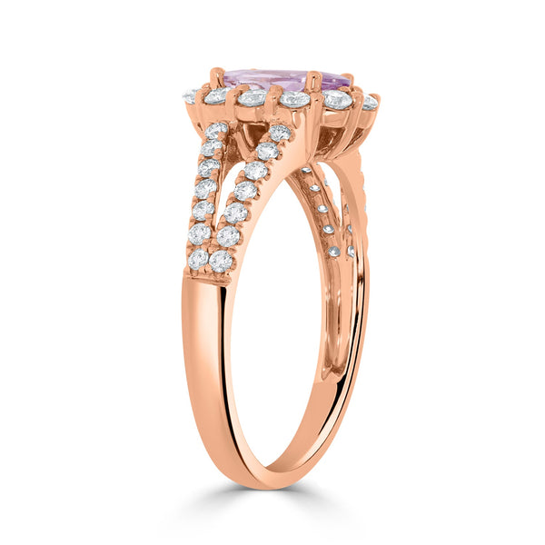 0.99ct Sapphire Rings with 0.56tct diamonds set in 14KT rose gold