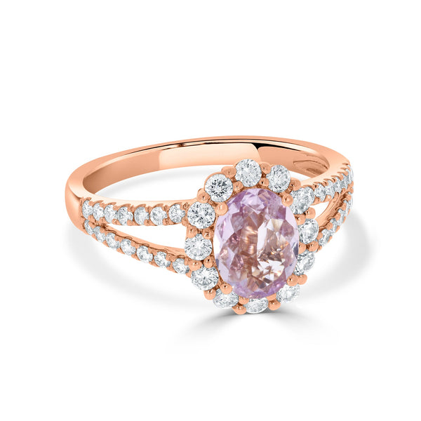 0.99ct Sapphire Rings with 0.56tct diamonds set in 14KT rose gold