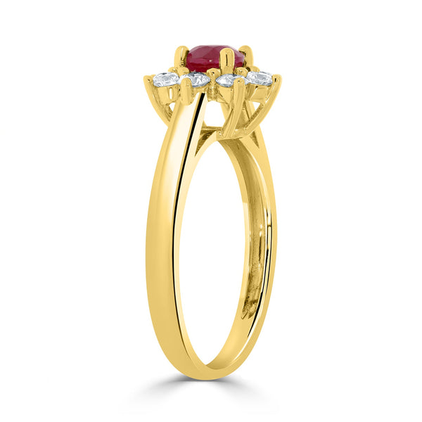 0.62ct Ruby Rings with 0.48tct diamonds set in 14k yellow gold