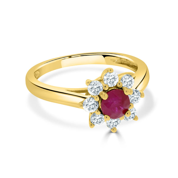 0.62ct Ruby Rings with 0.48tct diamonds set in 14k yellow gold