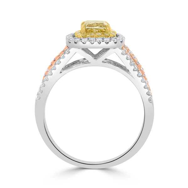 0.81tct Yellow Diamonds Rings with 0.70tct white diamonds set in 14kt two tone gold