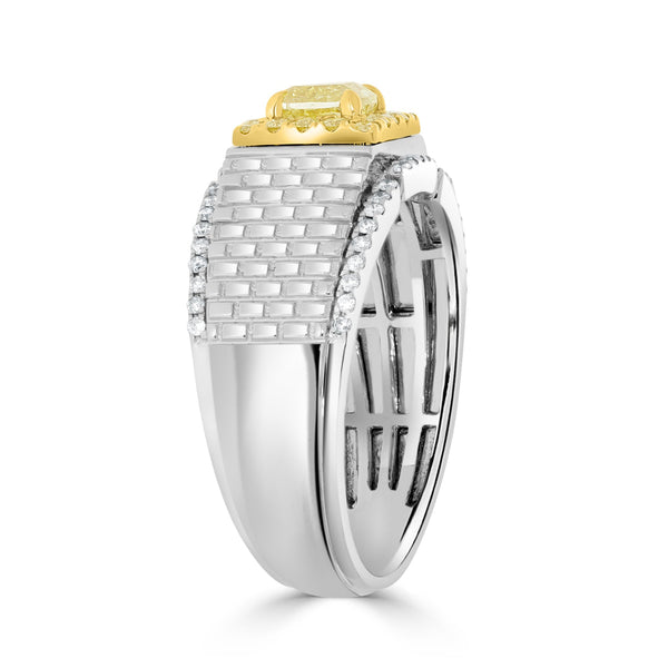 0.7tct Yellow Diamond Ring with 0.41tct Diamonds set in 14K Two Tone gold