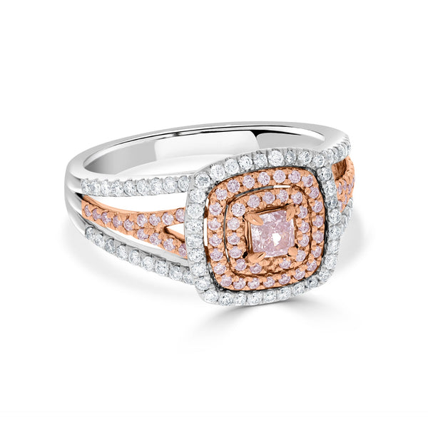 0.20ct Pink Diamond Ring with 0.61tct Diamonds set in 14K Two Tone Gold