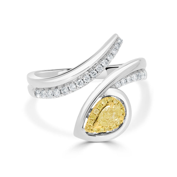 0.26 Yellow Diamond Rings with 0.24tct Diamond set in 14K Two Tone Gold