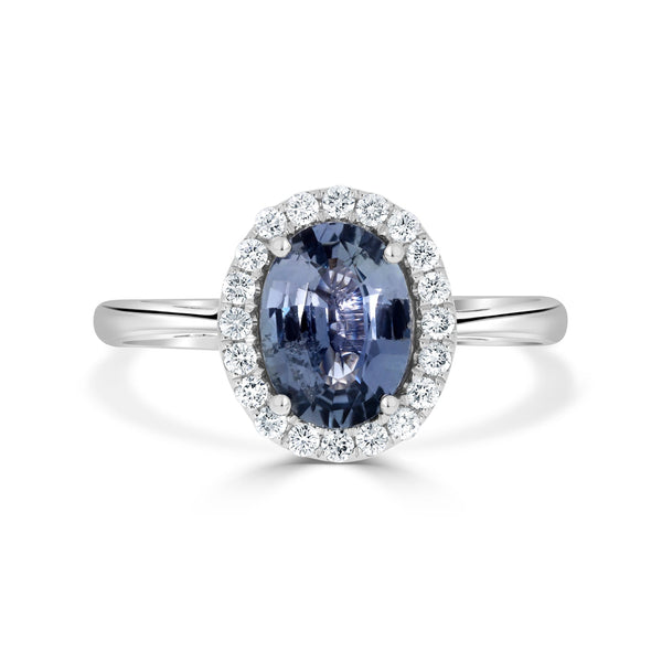 1.64ct Sapphire Rings  with 0.20tct diamonds set in 14KT white gold