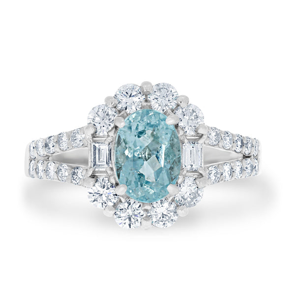 1.03ct Paraiba Rings with 0.82tct diamonds set in platinum