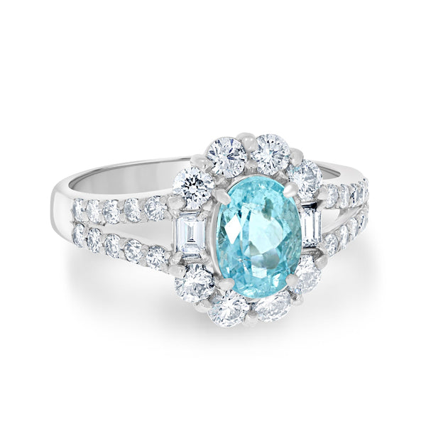 1.03ct Paraiba Rings with 0.82tct diamonds set in platinum