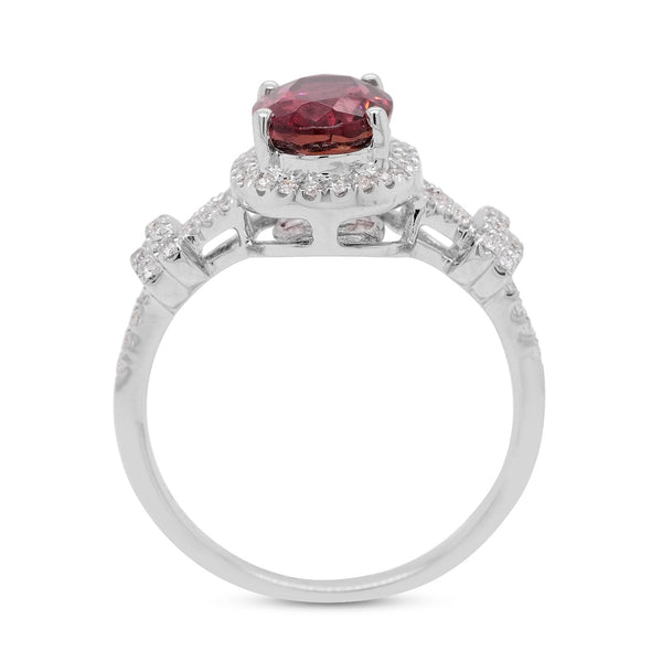 1.88ct Tourmaline Ring With 0.25tct Diamonds In 14K White Gold