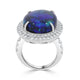 14.6ct Black Opal Ring With 1.83ct Diamonds Set In Platinum